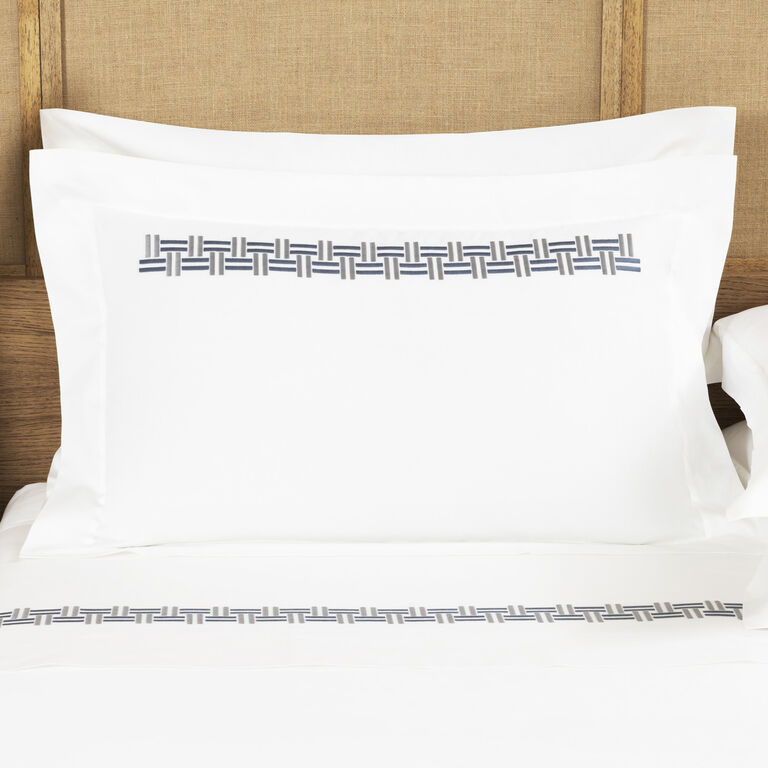 slide 1 Basket Weave Embroidery Euro Sham